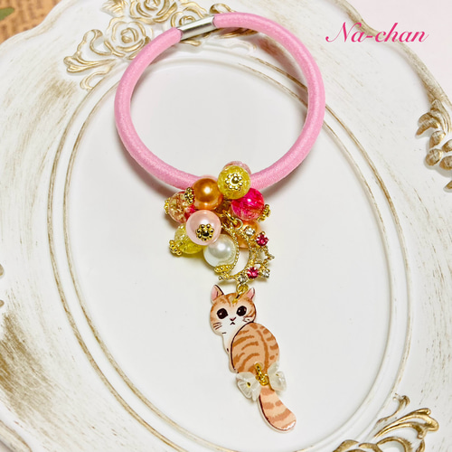 じゃらじゃら ヘアゴム 猫さんチャーム♡