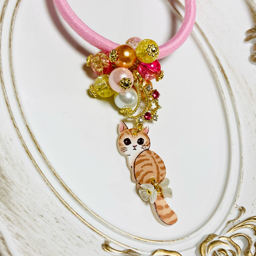 じゃらじゃら ヘアゴム 猫さんチャーム♡