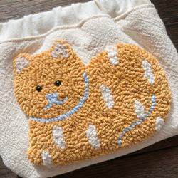 ねこ　カードケース　バネ口ポーチ　ミニポーチ　猫　ネコ　もこもこ　刺繍　カラフル　北欧雑貨　プチギフト　パンチニードル 16枚目の画像