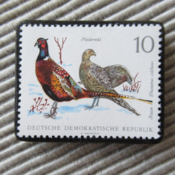 ドイツ　野鳥切手ブローチ9399 1枚目の画像