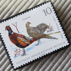 ドイツ　野鳥切手ブローチ9399 2枚目の画像