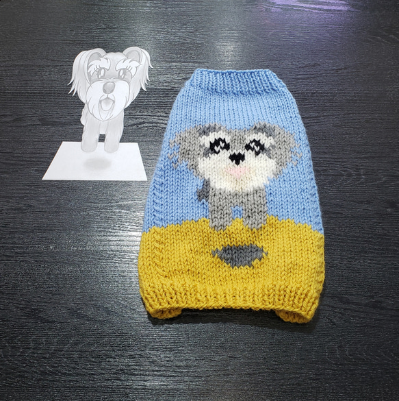犬服♪ジャンプしてる❗トリックアートの編み込みセーター 小型犬Sサイズ(エル・ウエーブオリジナル) 3枚目の画像