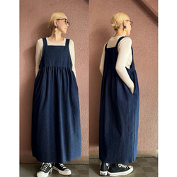 RATA❤️選擇你的長度❤️岡山牛仔❤️精緻的輪廓❤️寬鬆的套頭裙❤️柔軟的牛仔布❤️四季皆宜 第8張的照片