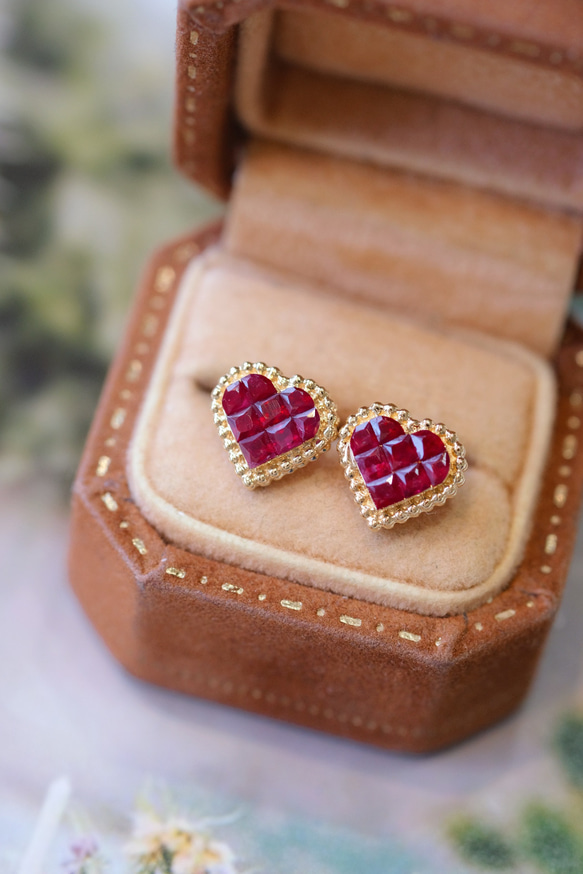 高品質の激安 ハート形 パール ピアス（スタッド・一粒） ルビーピアスk18 アクセサリー