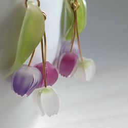 鬱金香花束耳環【紫色】 第9張的照片