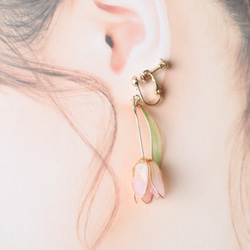 押し花ディップアートの揺れるチューリップのイヤリング/ピアス 13枚目の画像