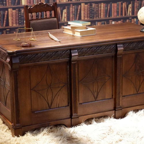 83093★英国 アンティーク サイドテーブル デスク 木製 書斎机 食卓 ヴィンテージ 大正昭和期 木製デスク 書斎机