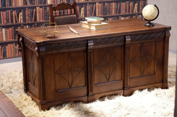 ☆オーダー☆英国家具調 書斎机《国内で製作します》送料無料 机