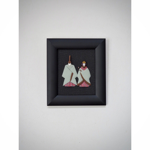 額付き【押し絵雛人形】正絹縮緬 ひな飾り ひなまつり 桃の節句