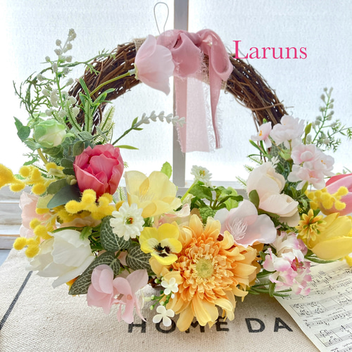 フラワーリース 春爛漫2 咲き誇る花たち 玄関リース 造花 母の日 フラワーリース 春爛漫2 咲き誇る花たち 玄関リース 造花 母の日