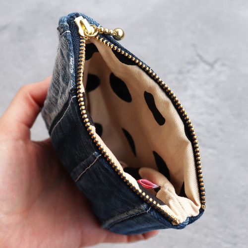 №722【DENIM✖️Shell Pouch⚮̈♡】デニムリメイクポーチ №722【DENIM✖️Shell Pouch⚮̈♡】デニムリメイクポーチ