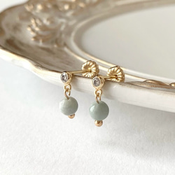 ▽ヒスイフープピアスk18 2wayピアス 翡翠ピアス