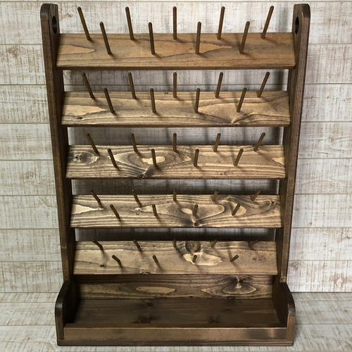 業務用ロックミシン糸(幅6cm) 収納棚 45本 ダークオーク 棚・シェルフ