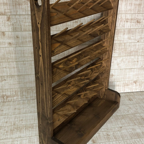 業務用ロックミシン糸(幅6cm) 収納棚 45本 ダークオーク 棚・シェルフ