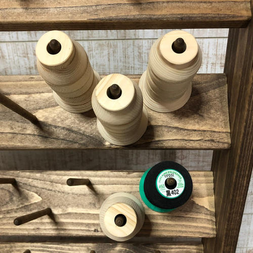 業務用ロックミシン糸(幅6cm) 収納棚 45本 ダークオーク 棚・シェルフ