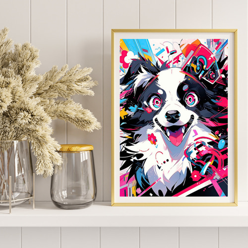 絵画　犬 Muze A3 @tricera_art #illustration #flower #art #butterfly