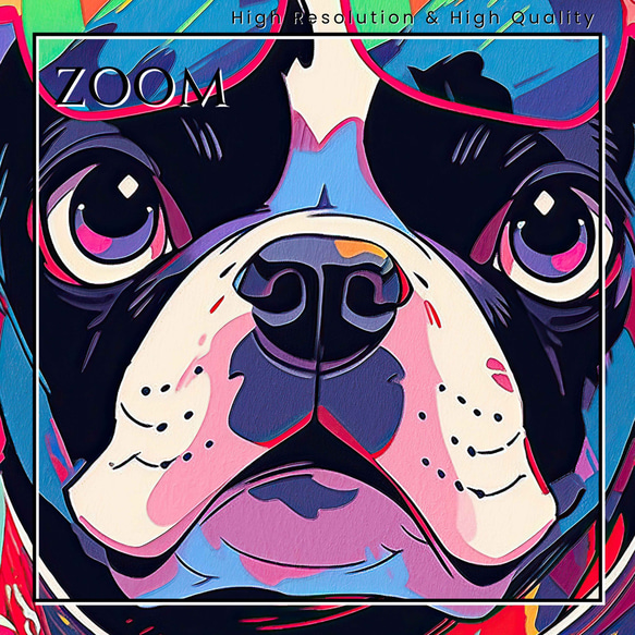 【ファッションモンスター  - ボストンテリア犬 No.3】漫画 アニメ アートポスター 犬の絵 3枚目の画像
