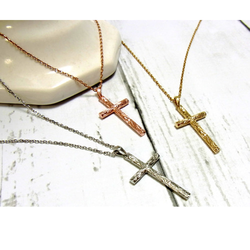 ハワイアンジュエリー ネックレス クロス ピンクゴールド イエロー  