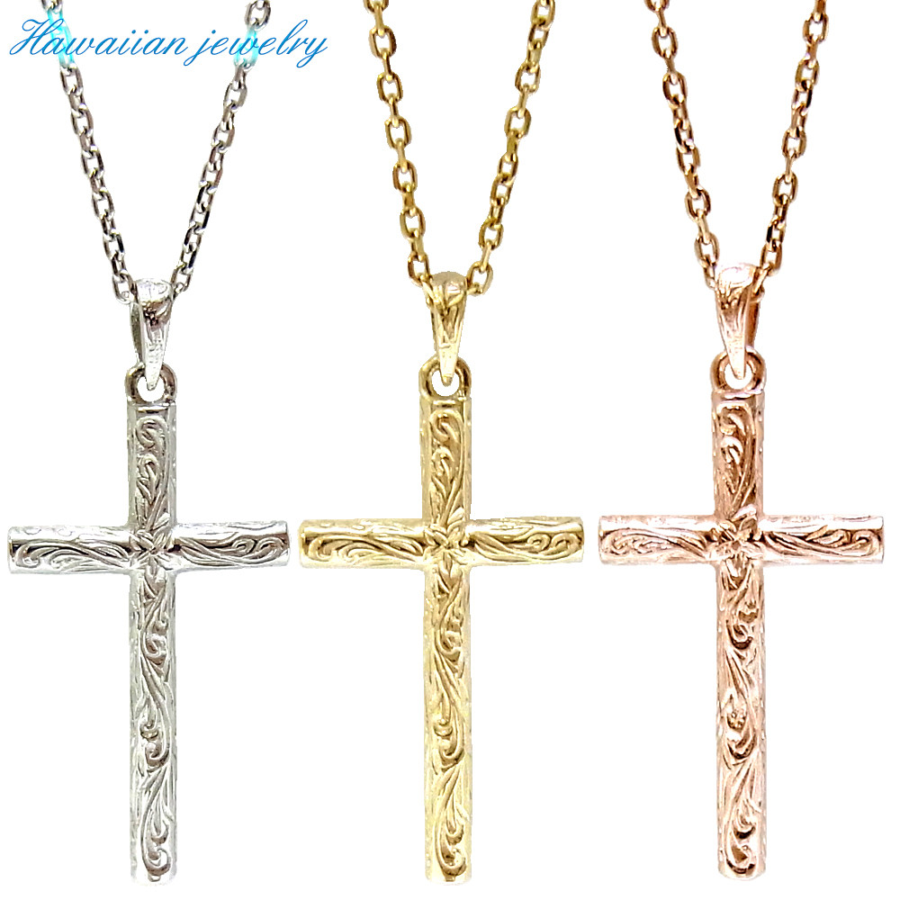 ハワイアンジュエリー ネックレス クロス ピンクゴールド イエローゴールド インスタ