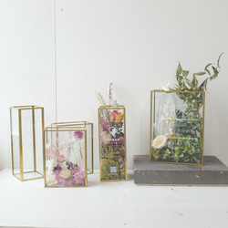 【M】立てて飾れるガラスBOXのアレンジギフト 3枚目の画像