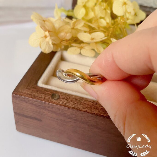 シルバー ゴールド 波 ウェーブ コンビ 指輪 リング ring