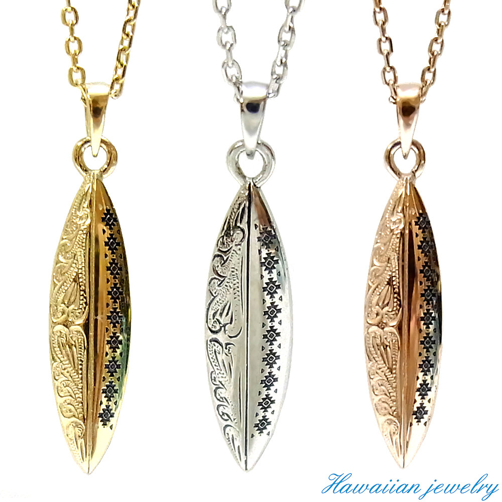 ハワイアンジュエリー ネックレス サーフボード オルテガ レディース メンズ イエローゴールド インスタ