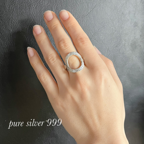 純銀」ピュアシルバー（SV999 )槌目サークルオープンリング