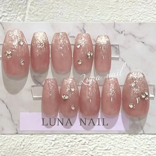 ピンクスキニー×マグネットフレンチネイル ネイルチップ（つけ爪