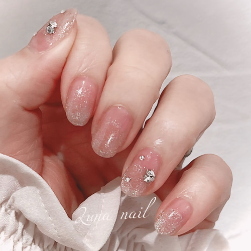 ピンクスキニー×マグネットフレンチネイル ネイルチップ（つけ爪