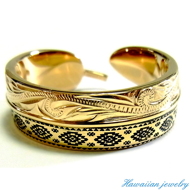 ハワイアンジュエリー リング フェザー オルテガ K14イエローゴールドコーティング インスタ