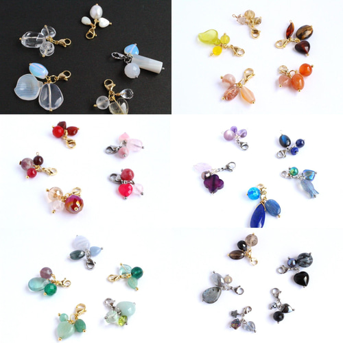 咲いた 咲いた 天然石の花 チャーム／ピアス／イヤリング