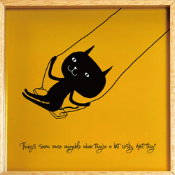 【額付き】 北欧　ネコ　猫　絵　絵画　アート　ポスター　黒猫　イラスト　グッズ　猫モチーフ　雑貨「ねこのひげ　0065」 6枚目の画像