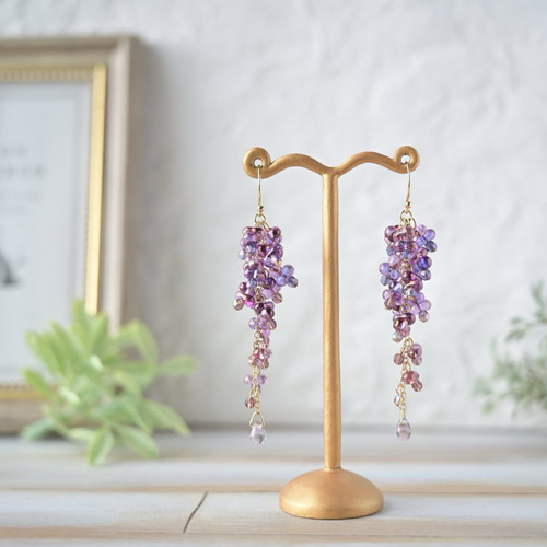受注制作】New☆藤の花 ピアス/イヤリング ピアス（フック