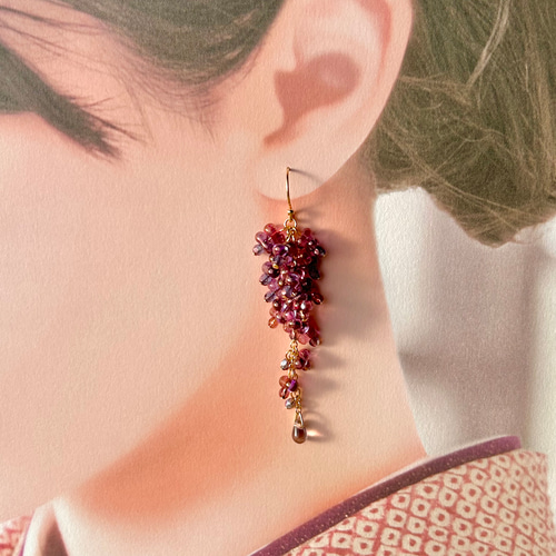 受注制作】New☆藤の花 ピアス/イヤリング ピアス（フック・チェーン