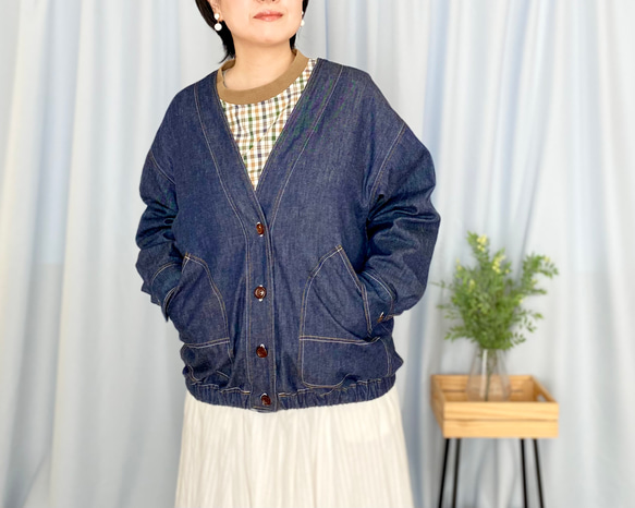 【極美品】オローネ　アルファカーディガン　綿　ネイビー　日本製　ポケット 極美品】オローネ アルファカーディガン 綿 ネイビー 日本製 ポケット