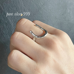 【再販】「純銀」ピュアシルバー（SV９９９ )馬蹄リング（フリーサイズ） 7枚目の画像