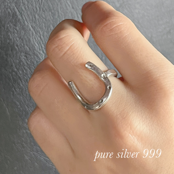 【再販】「純銀」ピュアシルバー（SV９９９ )馬蹄リング（フリーサイズ） 5枚目の画像