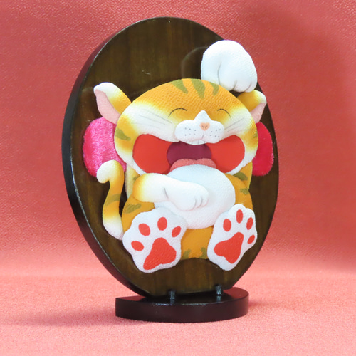 幸せ招き猫 おもしろ押絵細工置物 招き猫 OSHIEYASAN 通販 17253559