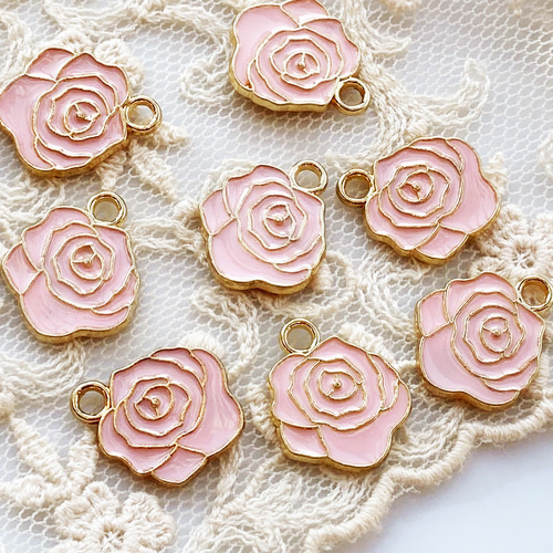 カラーチャーム薔薇8個ピンク チャーム HONEYBEETAIL 通販 17253627  