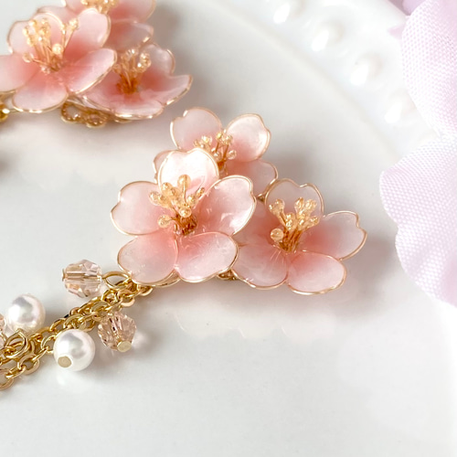 満開の桜 イヤリング ピアス ハンドメイドの通販 by てな's shop