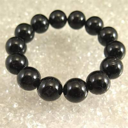 山梨県黒平水晶（草入り黒水晶） 15mm玉ブレスレット 証明書付 66.3g