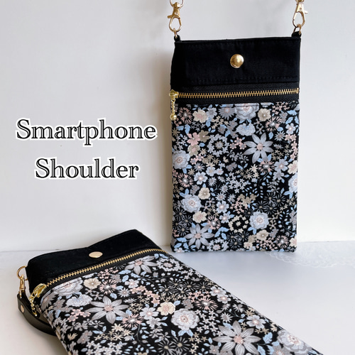 レオナールポーチ ポシェット花柄スマホ ショルダーストラップ【軽量】