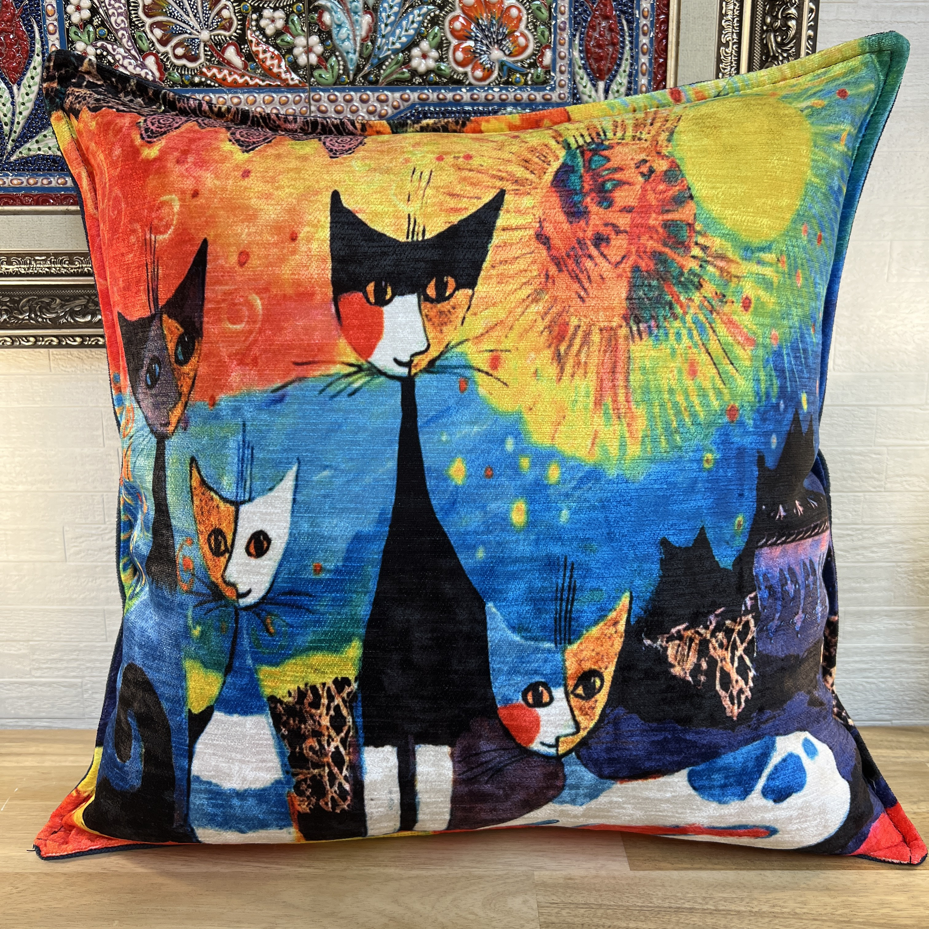 ほぼ新品 A.P.C. 保存袋あり パッチワークキルト 猫 クッション 【公式