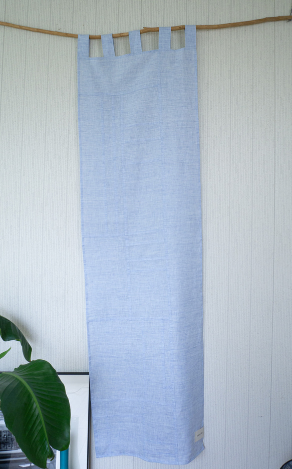 陰影を愉しむリネンの飾り布A【53ｘ185・ソフトブルー・日本製リネン・間仕切りカーテン】 5枚目の画像