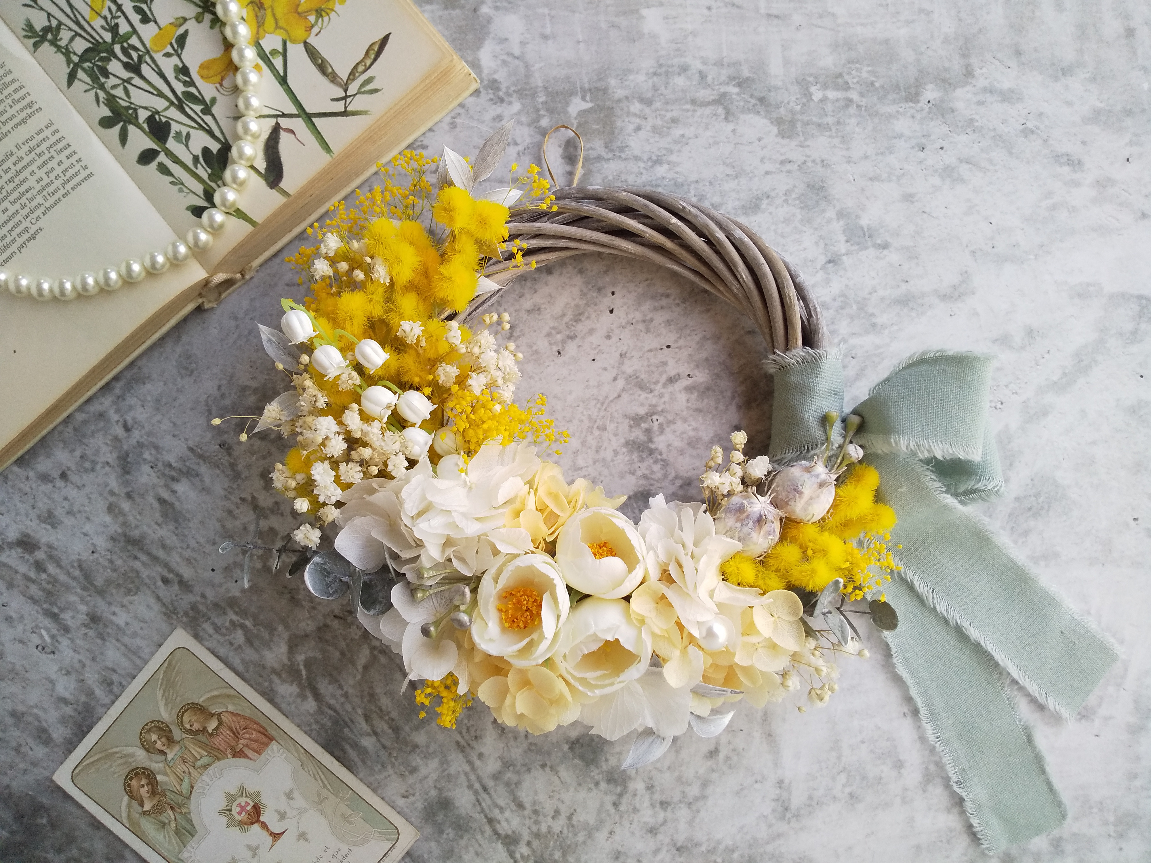 mimosa et muguet＞＊春リース＊ミモザ＊春色＊母の日ギフト