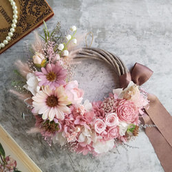 ドライフラワー　アナベルと小花のナチュラルリース cadc2695063c20f1d253d8c62eebfa