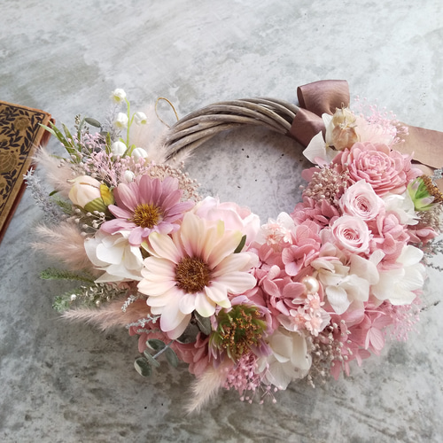 小ぶり♪春色ハーフリース⋆︎* 小ぶり♪春色ハーフリース⋆︎* 造花 葉っぱ