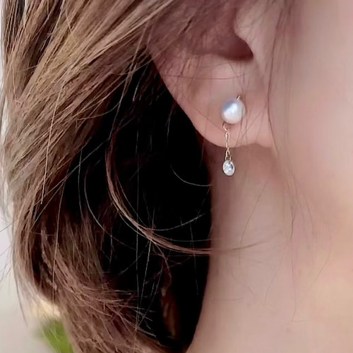 14kgf〉サファイアのハートピアス（合成石） ピアス（スタッド
