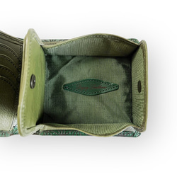 番外編"麻の葉紋様"アートウォレット ブッテーロ<Green>×バローロ<Olive> 名入れ刻印・ギフト包装無料 7枚目の画像