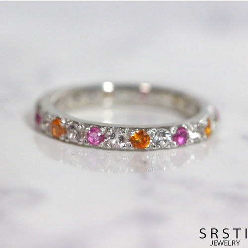 ルビー＆サファイア＆トパーズ SV925 エタニティリング 指輪・リング